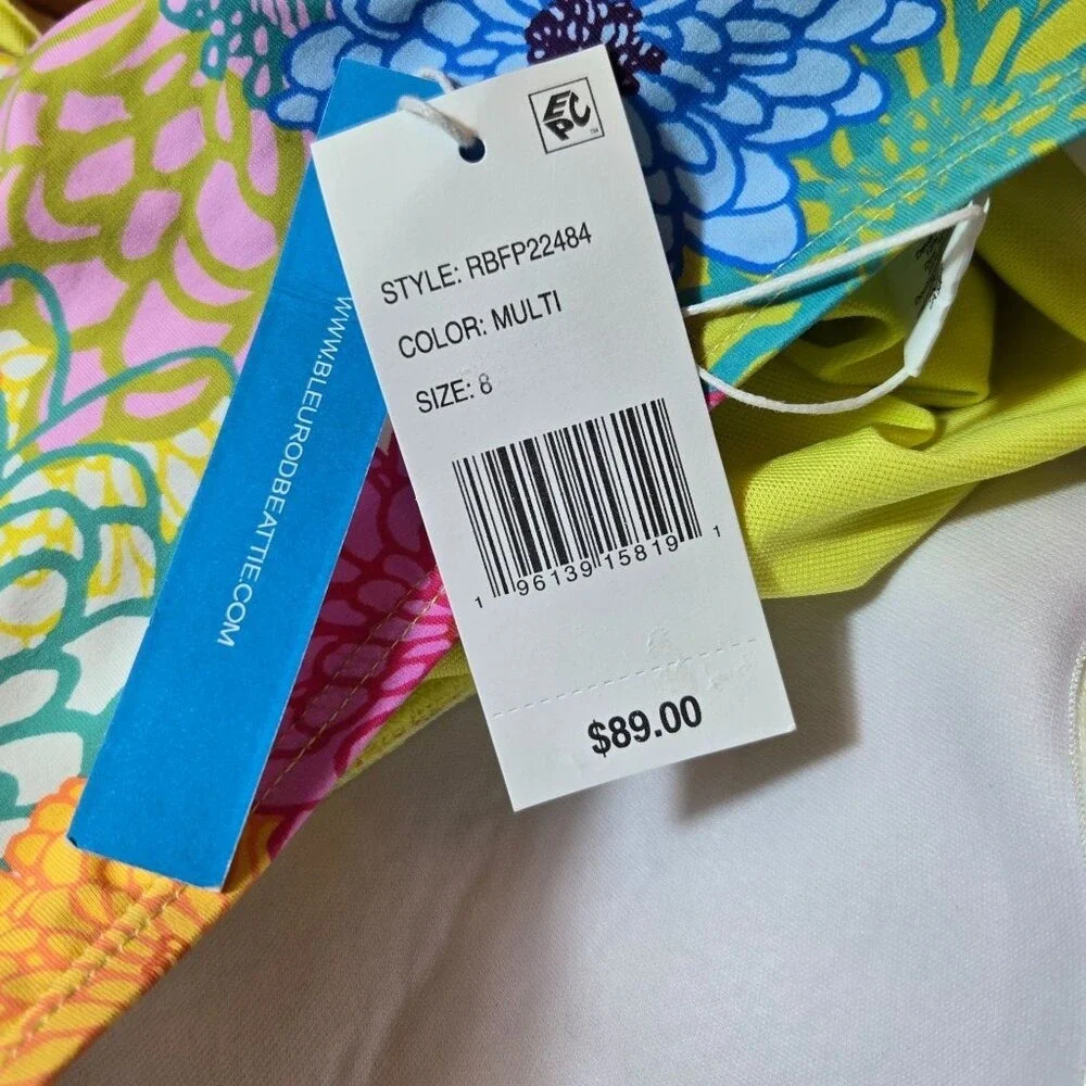 Bleu Rod Beattie Floral Bandeau Tankini Top Multi Color 8 Colorful Beach NWT